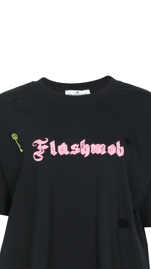 Black Flashmob Style Oversize Torn T-shirt - Flashmob Nation