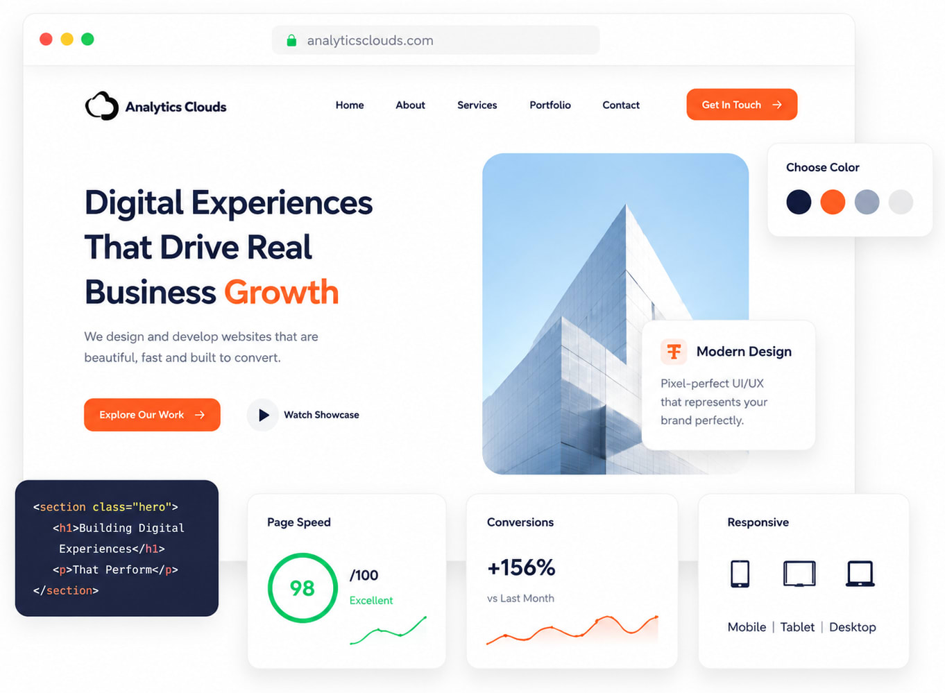 Web design and development project dashboard
