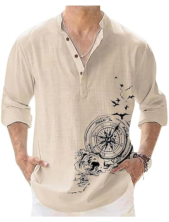DEELMO Men's Mandarin Collar Kurta