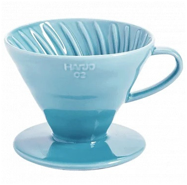 Керамический пуровер для кофе HARIO V60 02 голубой, 400 мл, для 1-4 порций, легкий в использовании и уходе