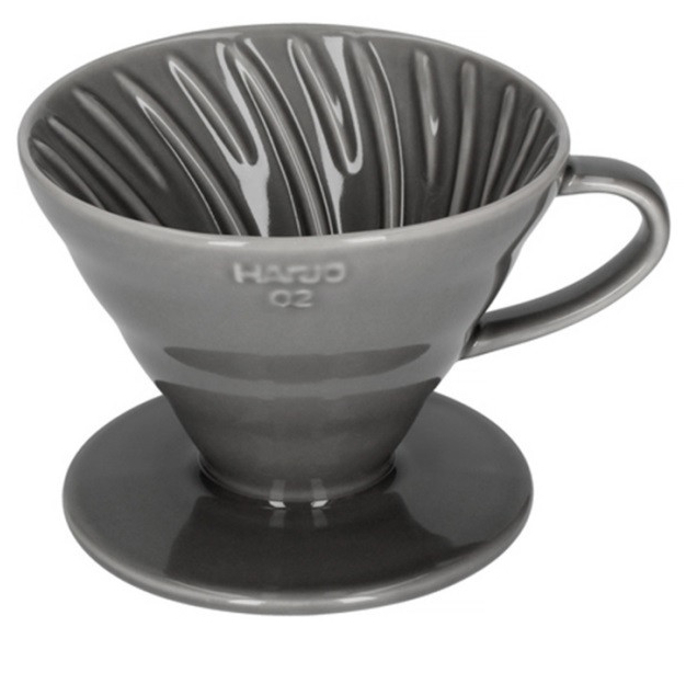 Керамический пуровер для кофе Hario V60 02 серый, 1-4 порции, японский фарфор, простота использования