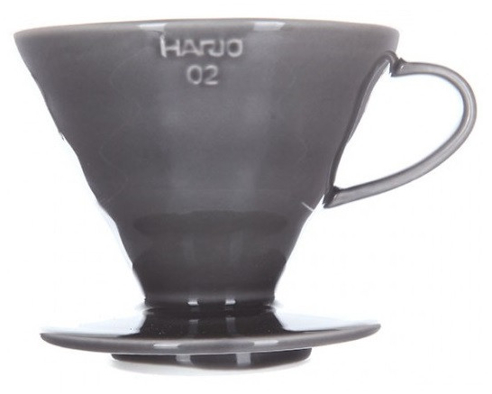 Керамический пуровер для кофе Hario V60 02 серый, 1-4 порции, японский фарфор, простота использования