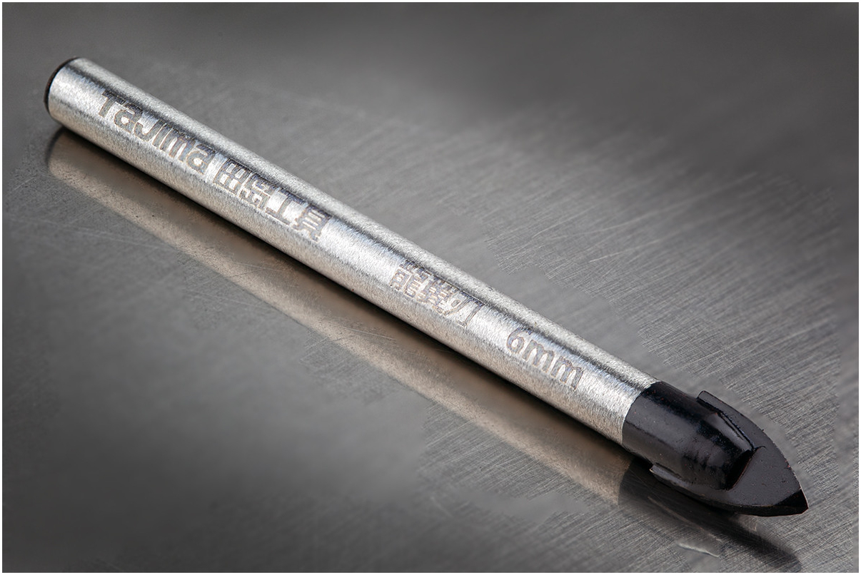 Сверло по плитке 6 мм TAJIMA PRO+ с карбидной напайкой YG6 для точного сверления керамики и стекла