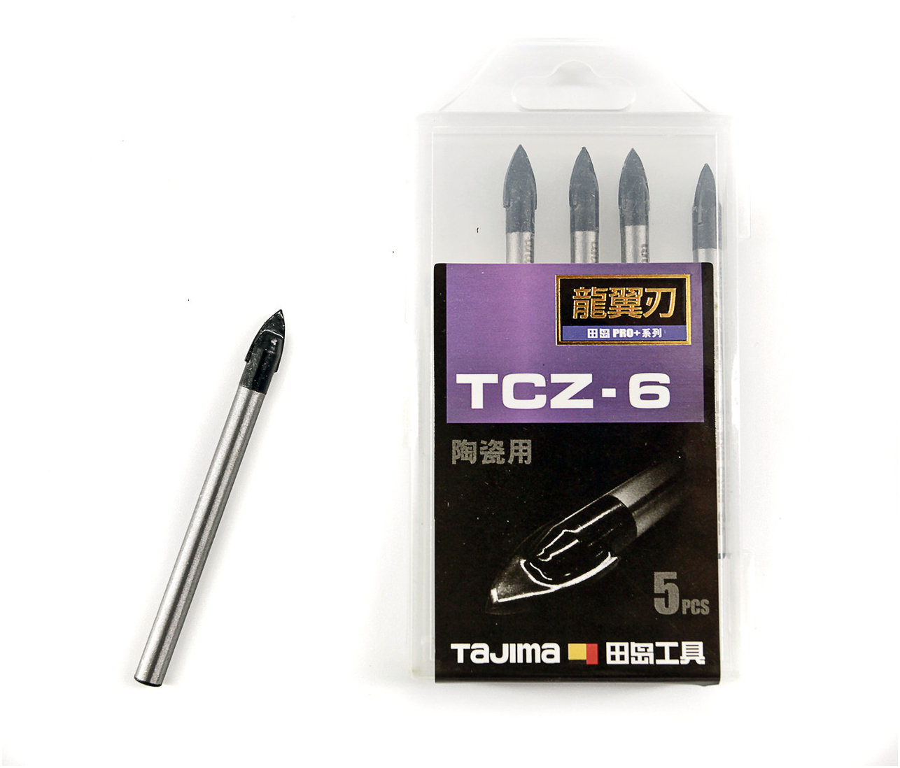 Сверло по плитке 6 мм TAJIMA PRO+ с карбидной напайкой YG6 для точного сверления керамики и стекла