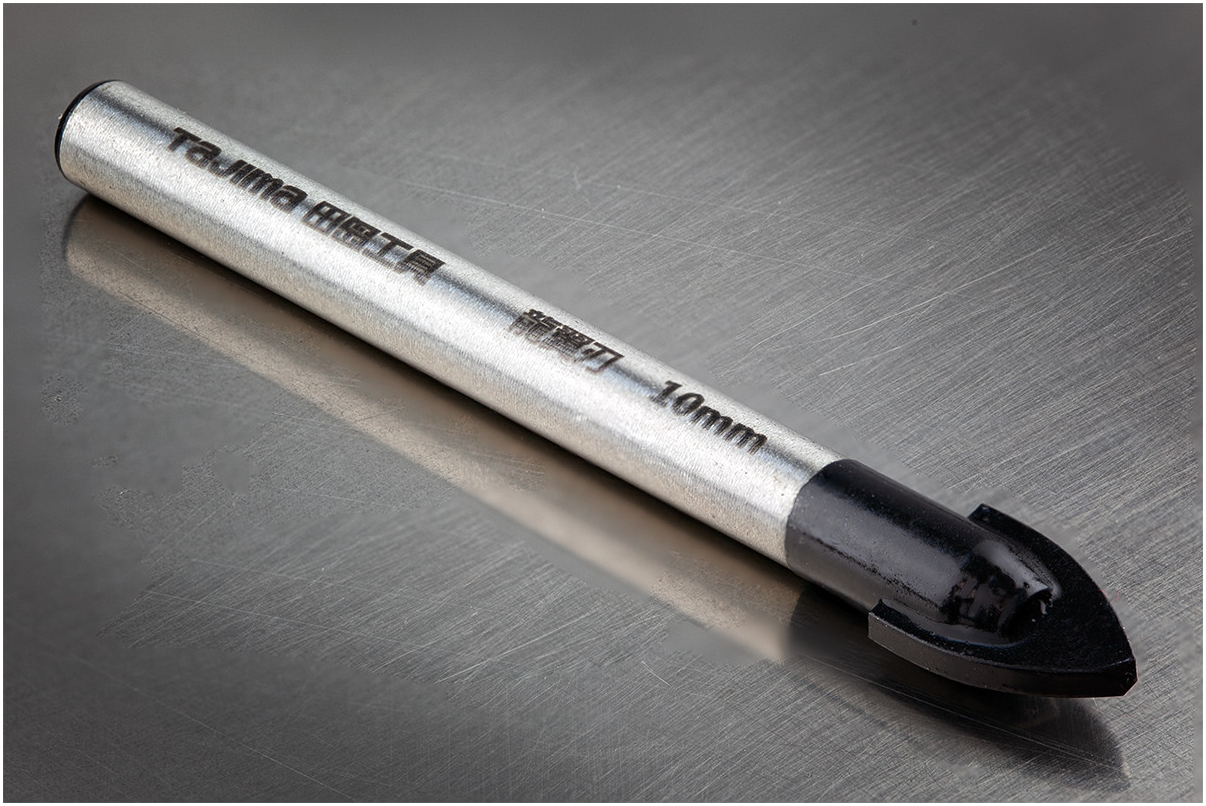 Сверло по плитке 10 мм TAJIMA PRO+ с карбидной напайкой YG6 для точного сверления керамики и стекла