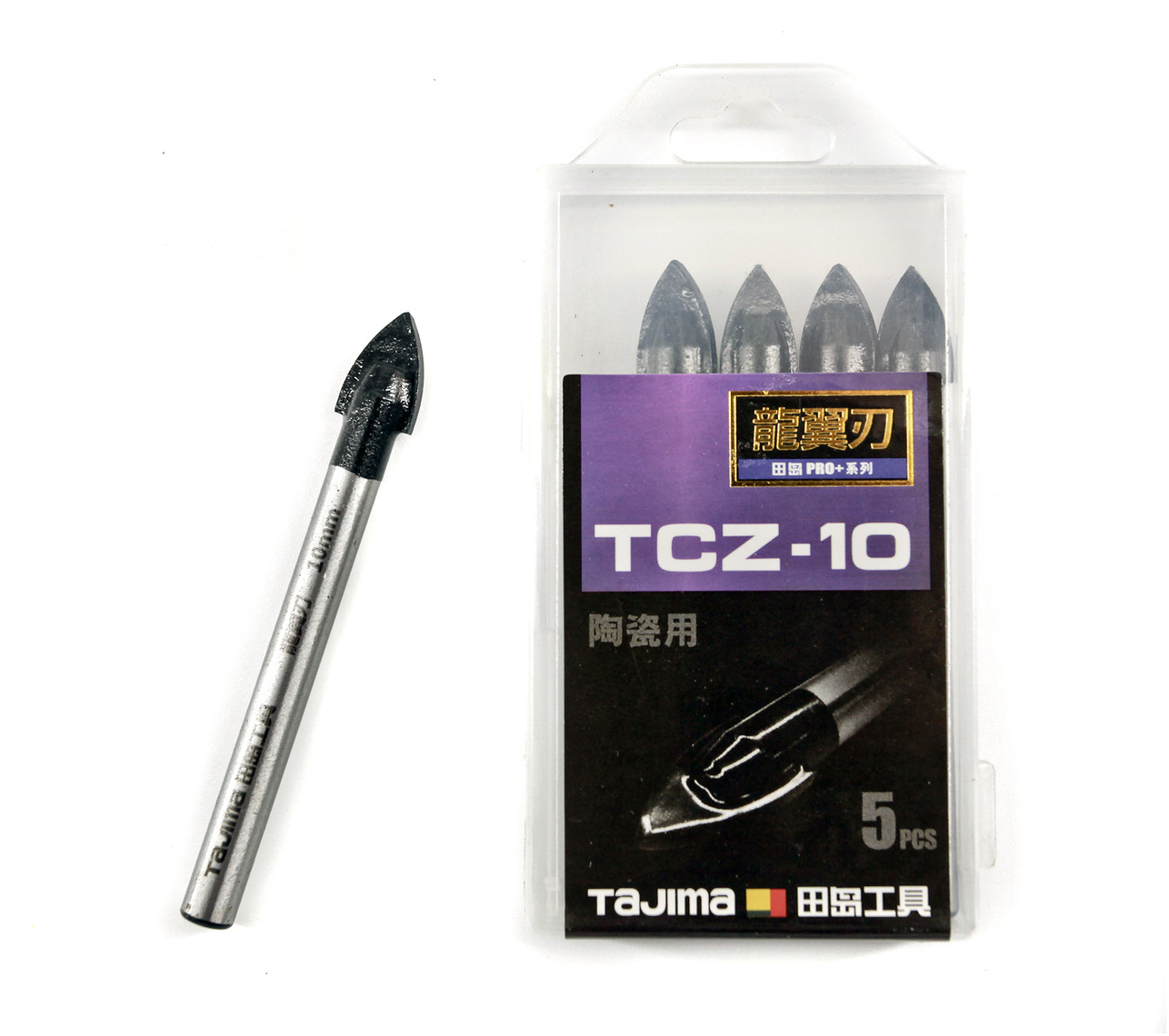 Сверло по плитке 10 мм TAJIMA PRO+ с карбидной напайкой YG6 для точного сверления керамики и стекла