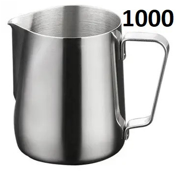 Пітчер для молока 1000 мл з нержавіючої сталі з вузьким носиком для латте-арт