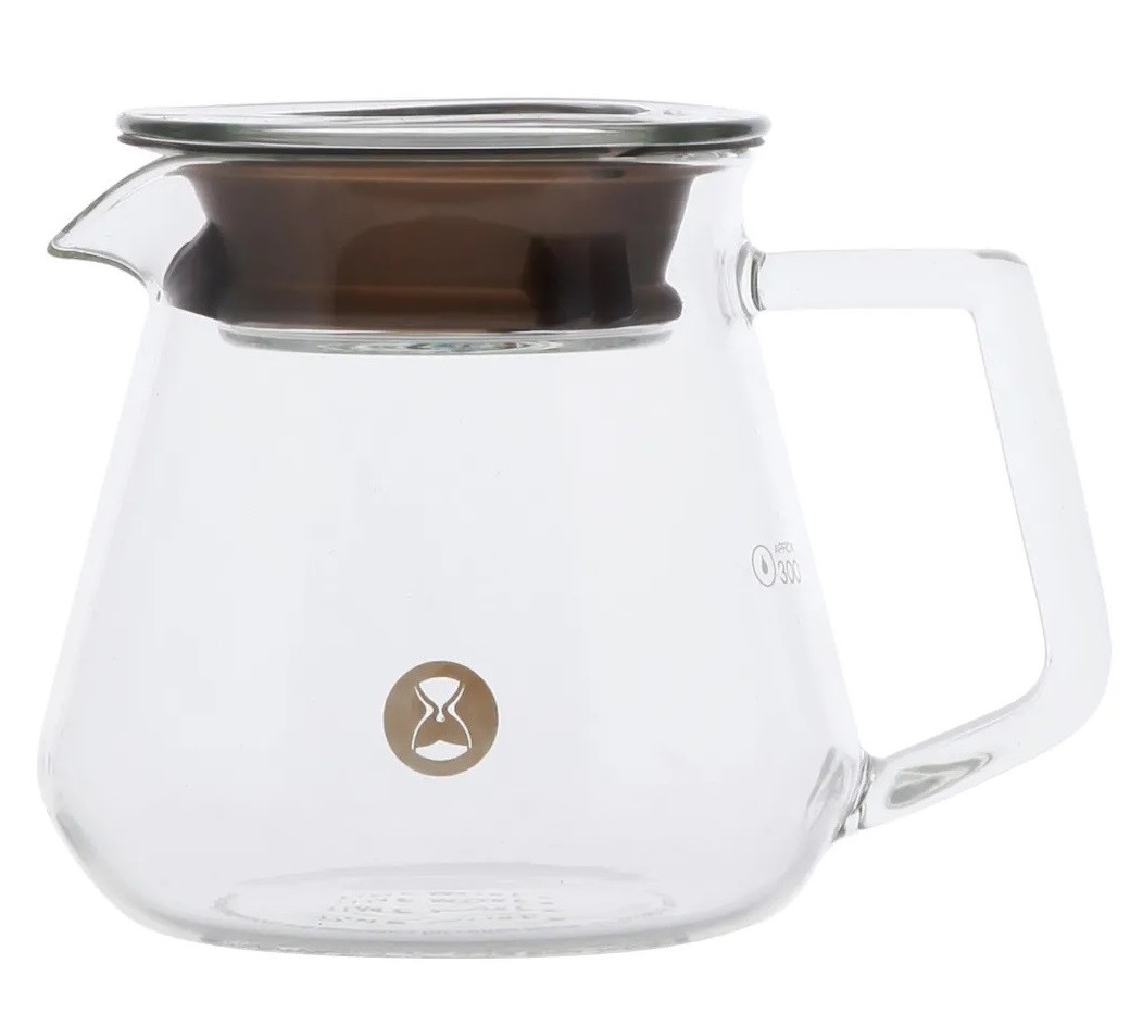 Стеклянний сервер для кави та чаю Timemore 360 мл з кришкою та силіконовим ущільнювачем