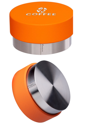 Пуш-темпер для кофе с регулировкой глубины 3-12 мм, диаметр 54 мм, оранжевый, из нержавящей стали, Украина