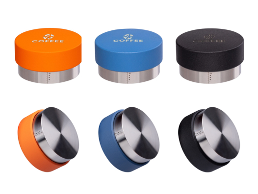 Пуш-темпер для кофе с регулировкой глубины 3-12 мм, диаметр 54 мм, оранжевый, из нержавящей стали, Украина