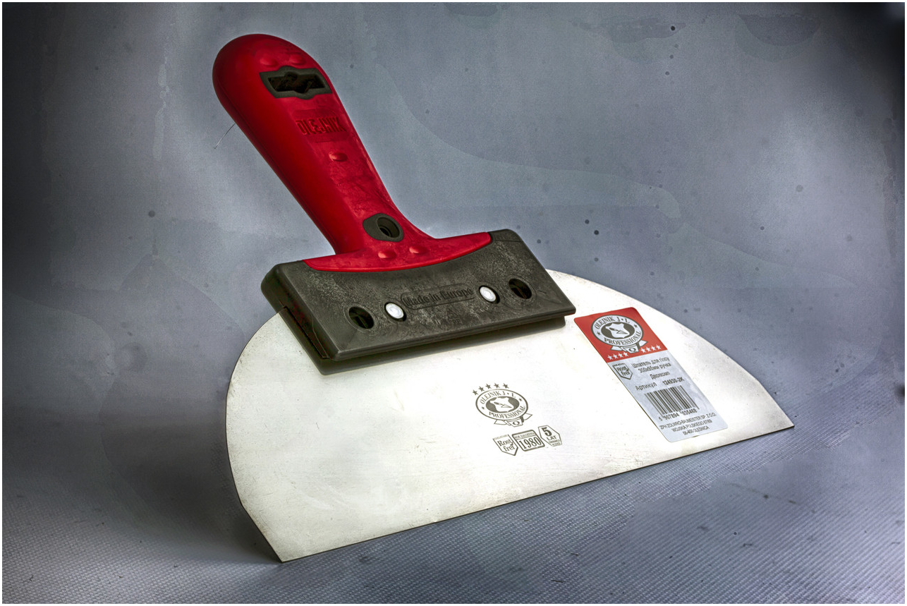 Шпатель для гіпсу 300 мм, нержавіюча сталь, ергономічна ручка, для нанесення та розгладжування розчинів Olejnik