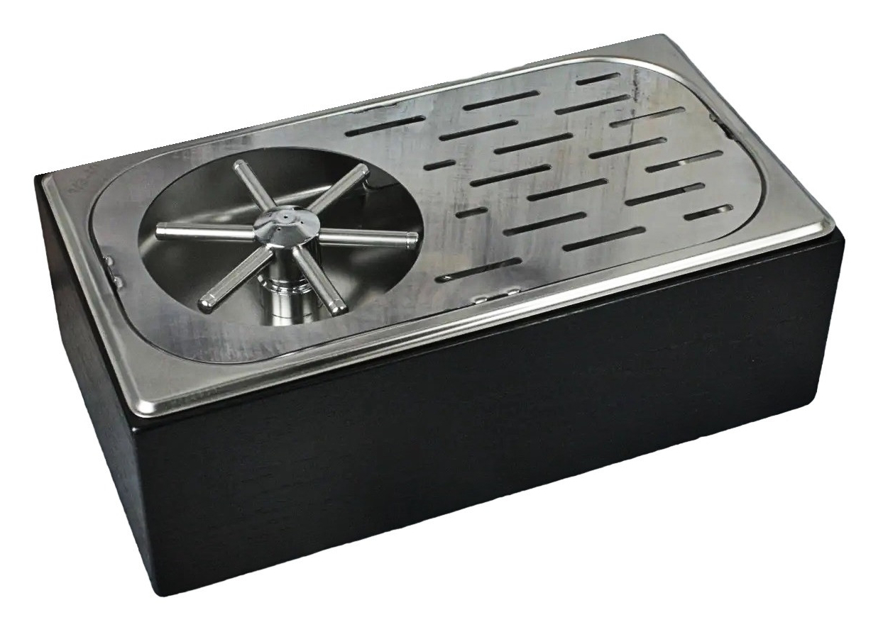 Барный ринзер для ополаскивания посуды 32х17 см с деревянной подставкой, нержавеющая сталь, врезной монтаж