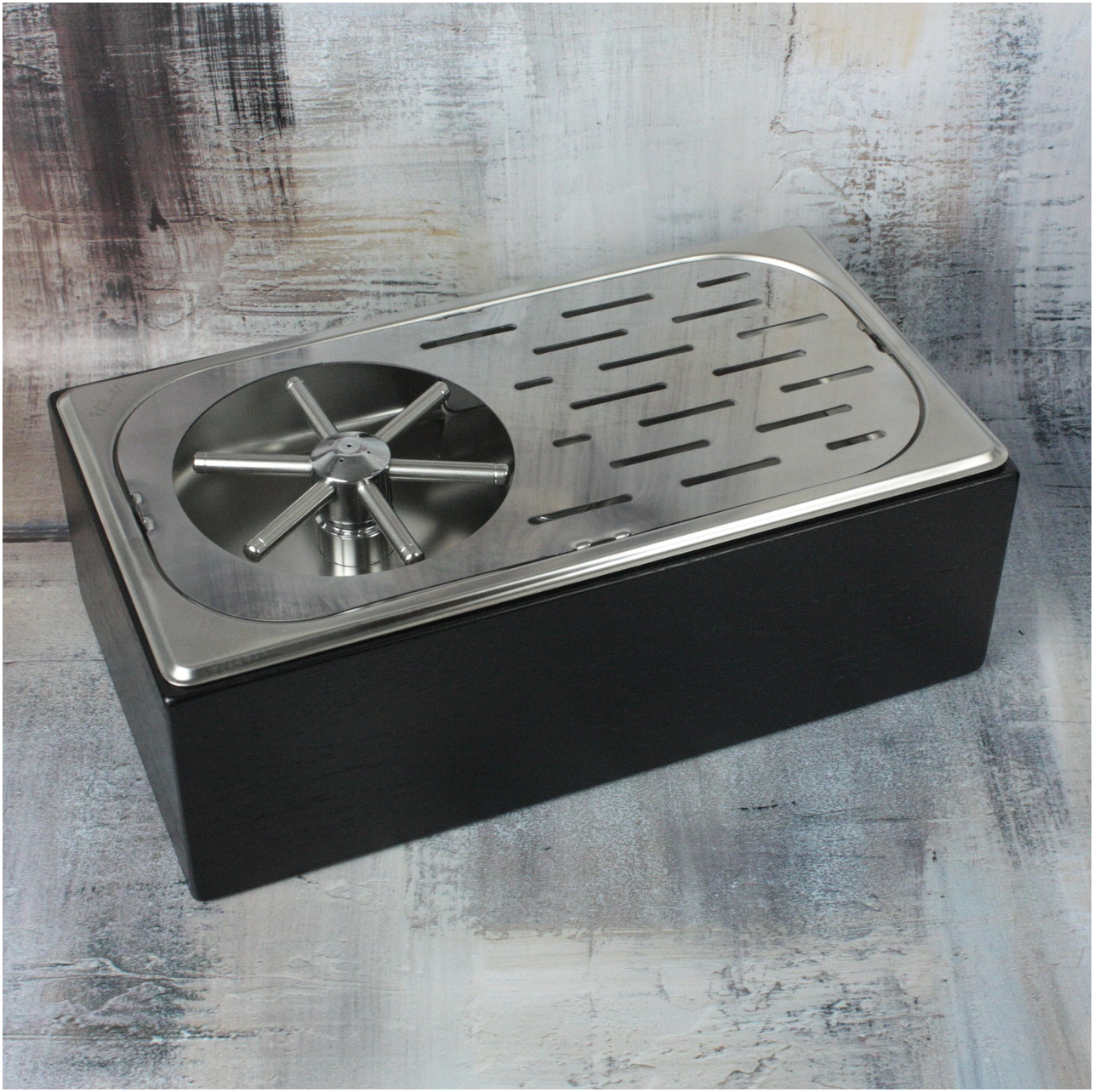 Барный ринзер для ополаскивания посуды 32х17 см с деревянной подставкой, нержавеющая сталь, врезной монтаж