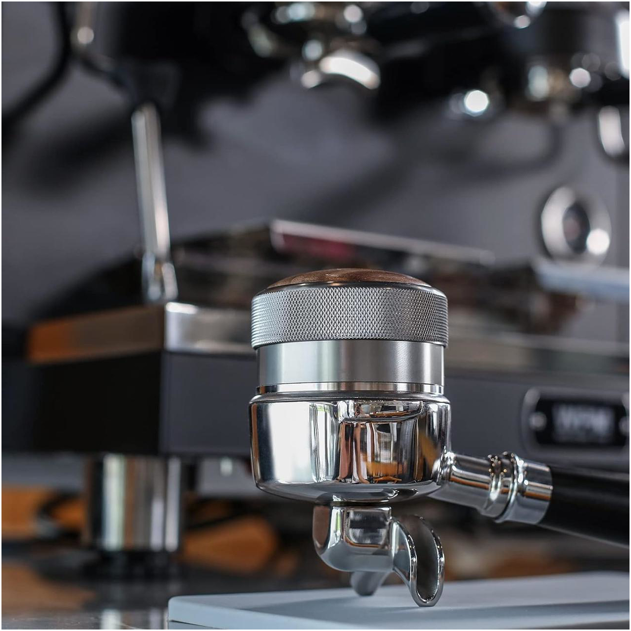 Пуш-темпер для кави 53 мм з регульованою глибиною, рифлений чорний, нержавіюча сталь, ідеальна темперовка