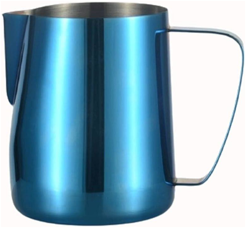 Питчер для взбивания молока 600 мл из нержавеющей стали с носиком для латте-арта, синий