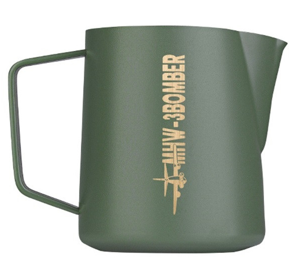 Питчер для латте-арта MHW-3Bomber 600 мл из нержавеющей стали с тонким носиком, зеленый