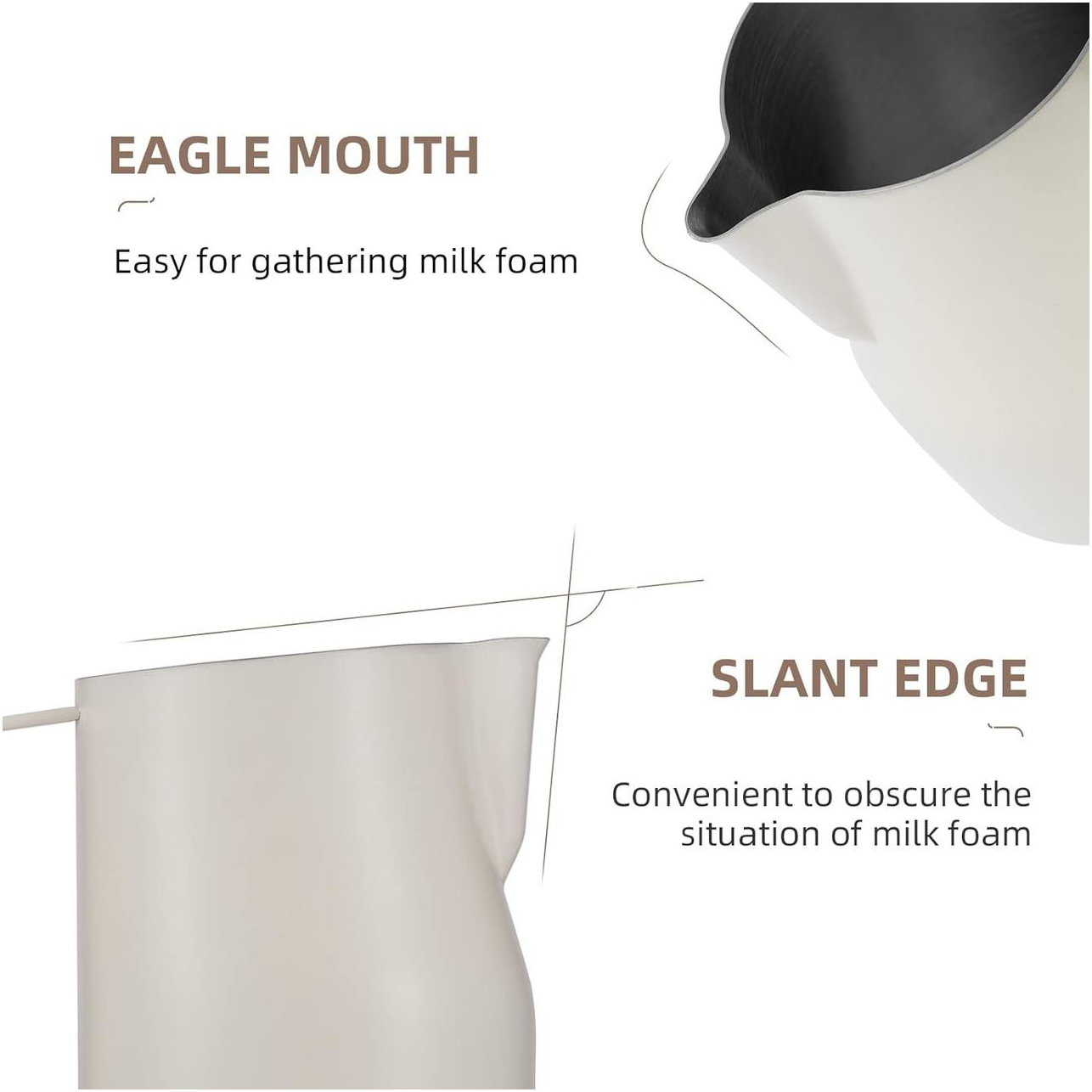 Питчер для взбивания молока 520 мл, нержавеющая сталь, белый, подходит для Латте-арт