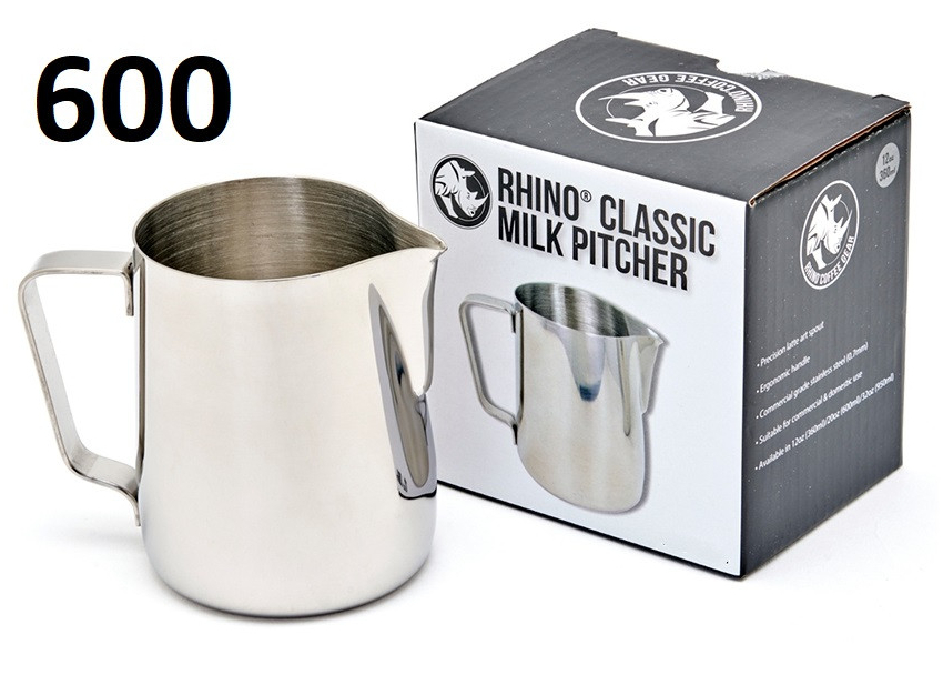 Питчер для молока Rhinowares 600 мл с удобным носиком для латте-арта и эргономичной ручкой