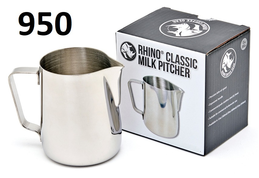 Питчер для молока Rhinowares 950 мл с удобным носиком для латте-арт и создания идеальной молочной пены