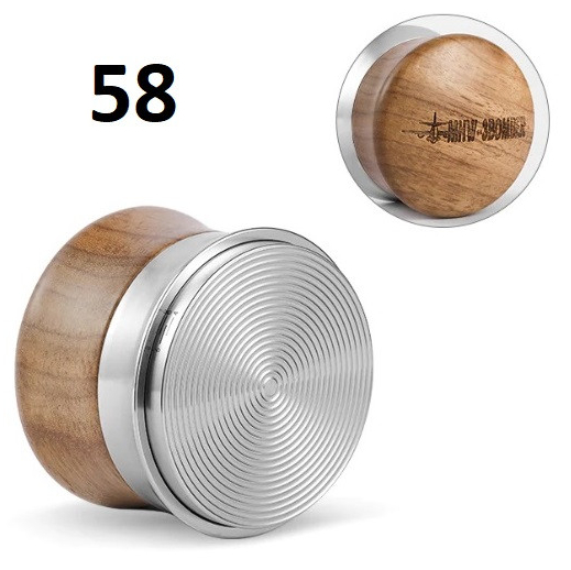 Пуш-темпер 58 мм з регульованою глибиною для ідеального трамбування кави, чорний/палисандр