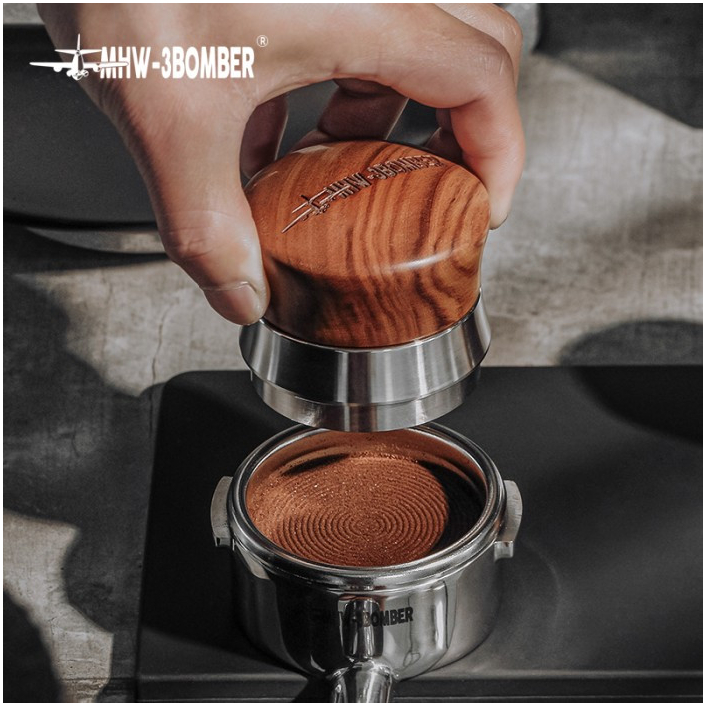 Пуш-темпер 58 мм з регульованою глибиною для ідеального трамбування кави, чорний/палисандр