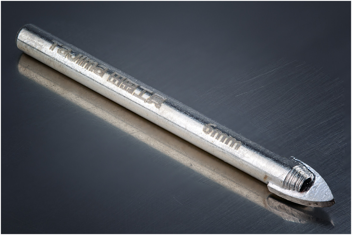 Сверло по плитке 6 мм TAJIMA с карбидной напайкой YG6 для точного сверления керамики и стекла