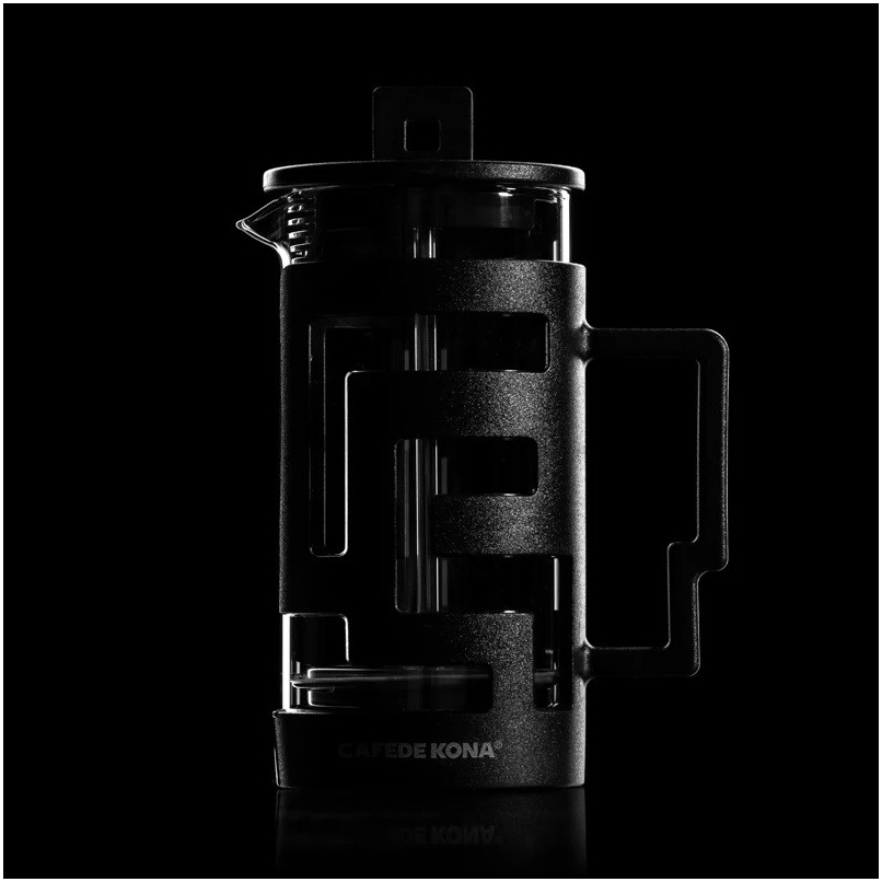 Френч-пресс Cafede для кофе 350 мл, боросиликатное стекло и нержавеющая сталь, черный, с мерной ложкой