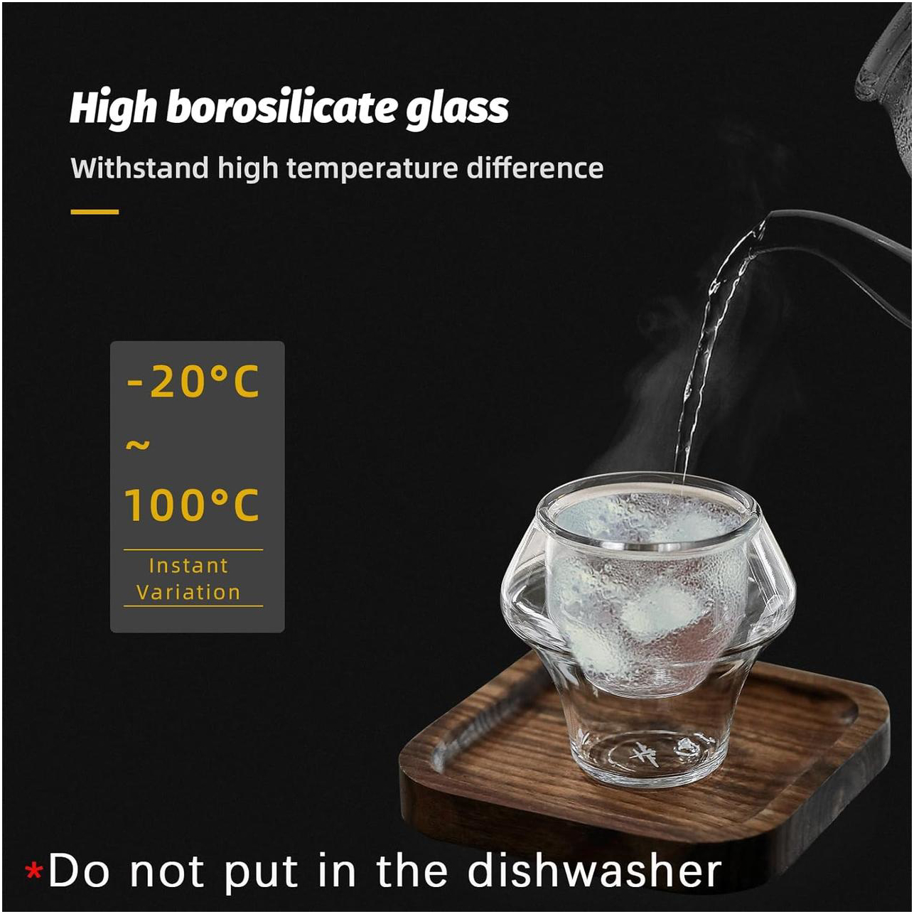 Стакан для еспресо 60 мл з подвійними стінками з боросилікатного скла, легкий у догляді та миється в посудомийній машині