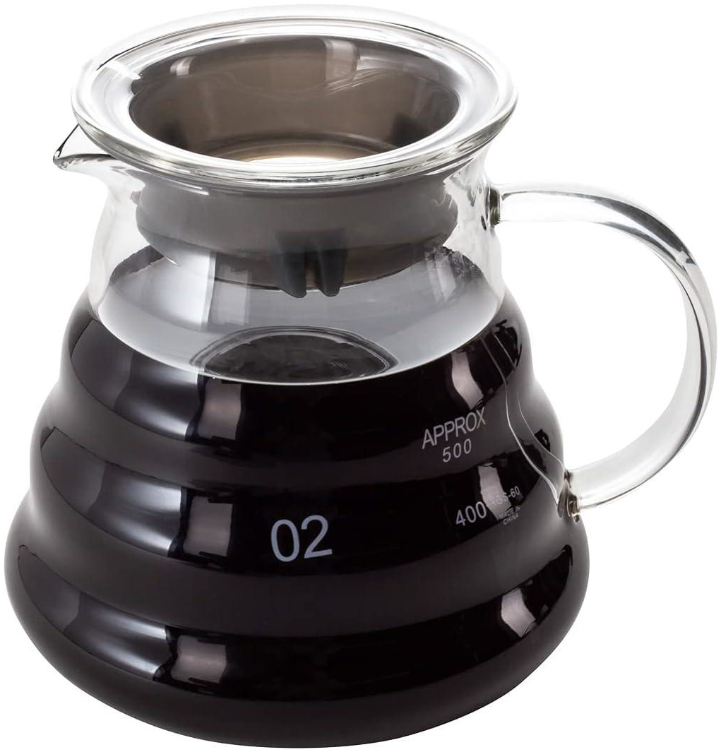 Сервер для кави 600 мл з боросилікатного скла, термостійкий, прозорий, без пластикових деталей