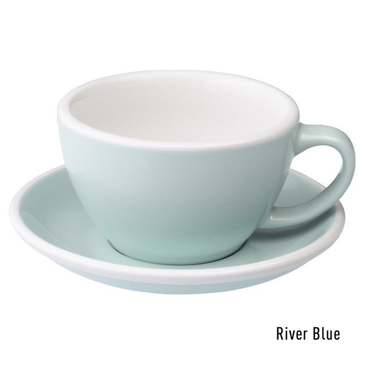 Чашка Loveramics Egg River Blue 300 мл с блюдцем, стильный фарфоровый аксессуар для кофе, сохраняющий тепло