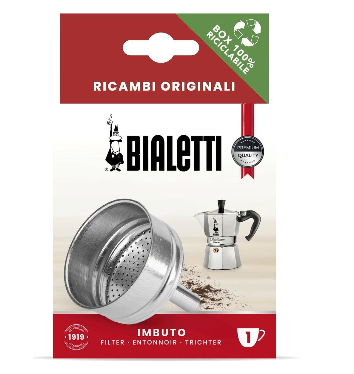 Фильтр воронка Bialetti для гейзерной кофеварки на 1 чашку, алюминиевая корзина для идеального кофе
