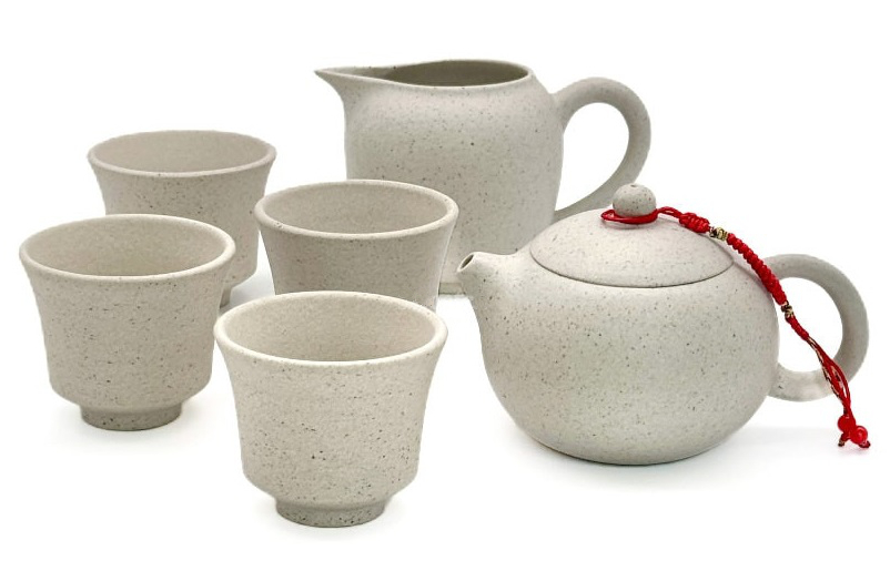Елегантний набір для чайної церемонії на 4 особи з ісинської глини «Білий нефрит»