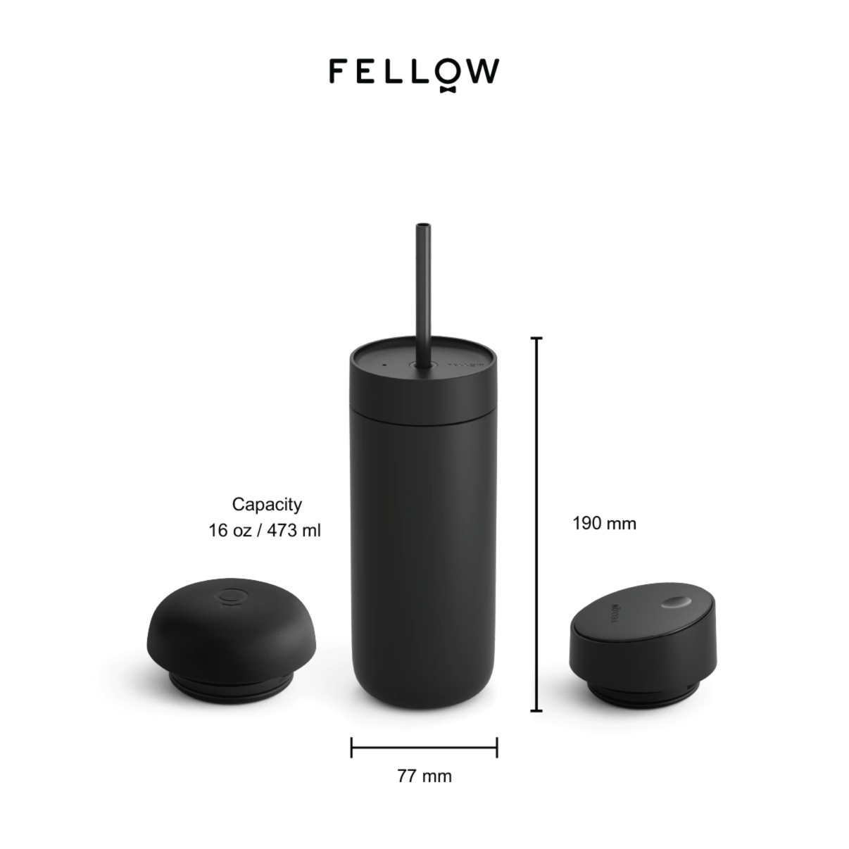 Термос-чашка Fellow Carter Move Mug 3 в 1 475 мл с тремя крышками для горячих и холодных напитков
