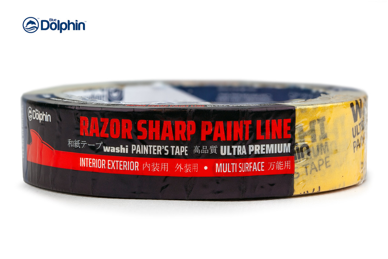Премиум малярная лента из рисовой бумаги 23 мм х 25 м Blue Dolphin WASHI XF7 для идеальных линий и лёгкого удаления