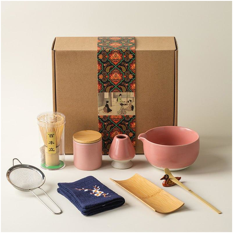 Набір для чаю матча Pink Duck на 9 предметів - традиційні аксесуари для японської чайної церемонії