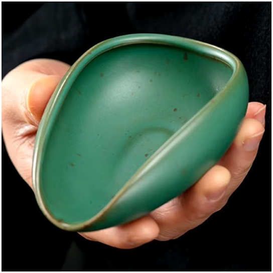 Чахэ для кофе и чая из керамики темно-зеленого цвета, удобная форма для точного дозирования