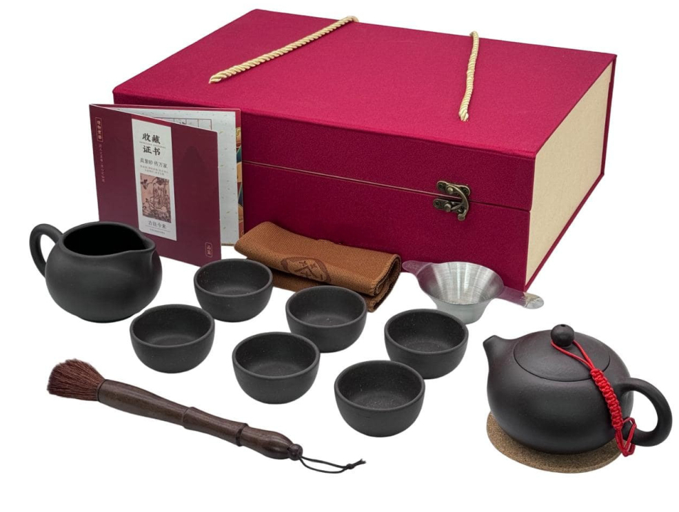 Набір для чайної церемонії на 6 персон з ісінської глини, 11 предметів, ручна робота