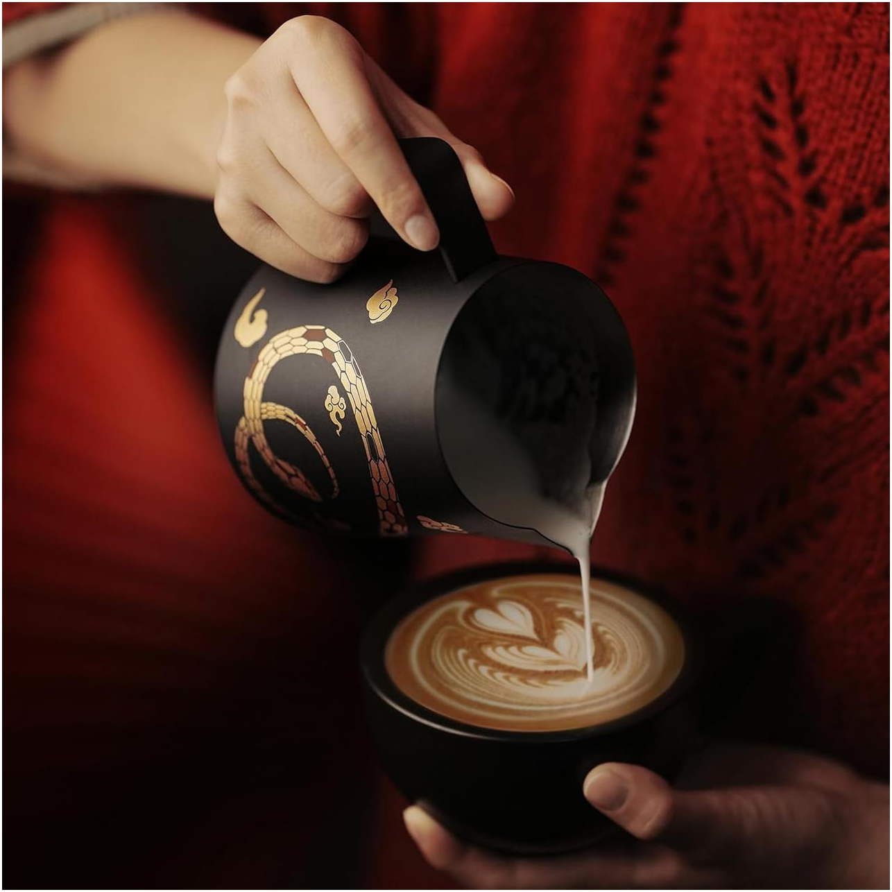 Питчер для латте-арта MHW-3Bomber 450 мл с уникальным дизайном Snake Edition и сливом Eagle Spout