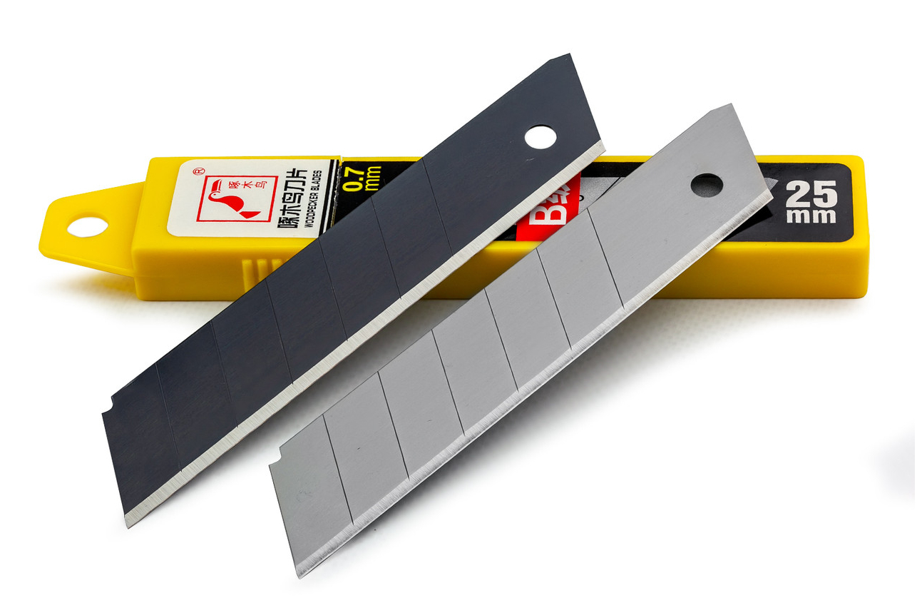 Лезвия для ножа 25 мм Woodpecker FD-B25, утолщенные 0.7 мм, 10 шт, идеально для работы с гипсокартоном и деревом