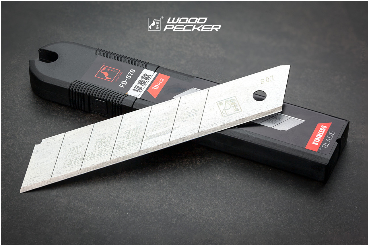 Лезвия для ножа Woodpecker 25 мм, водостойкие, 10 шт, для работы с гипсокартоном и деревом, высокая острота