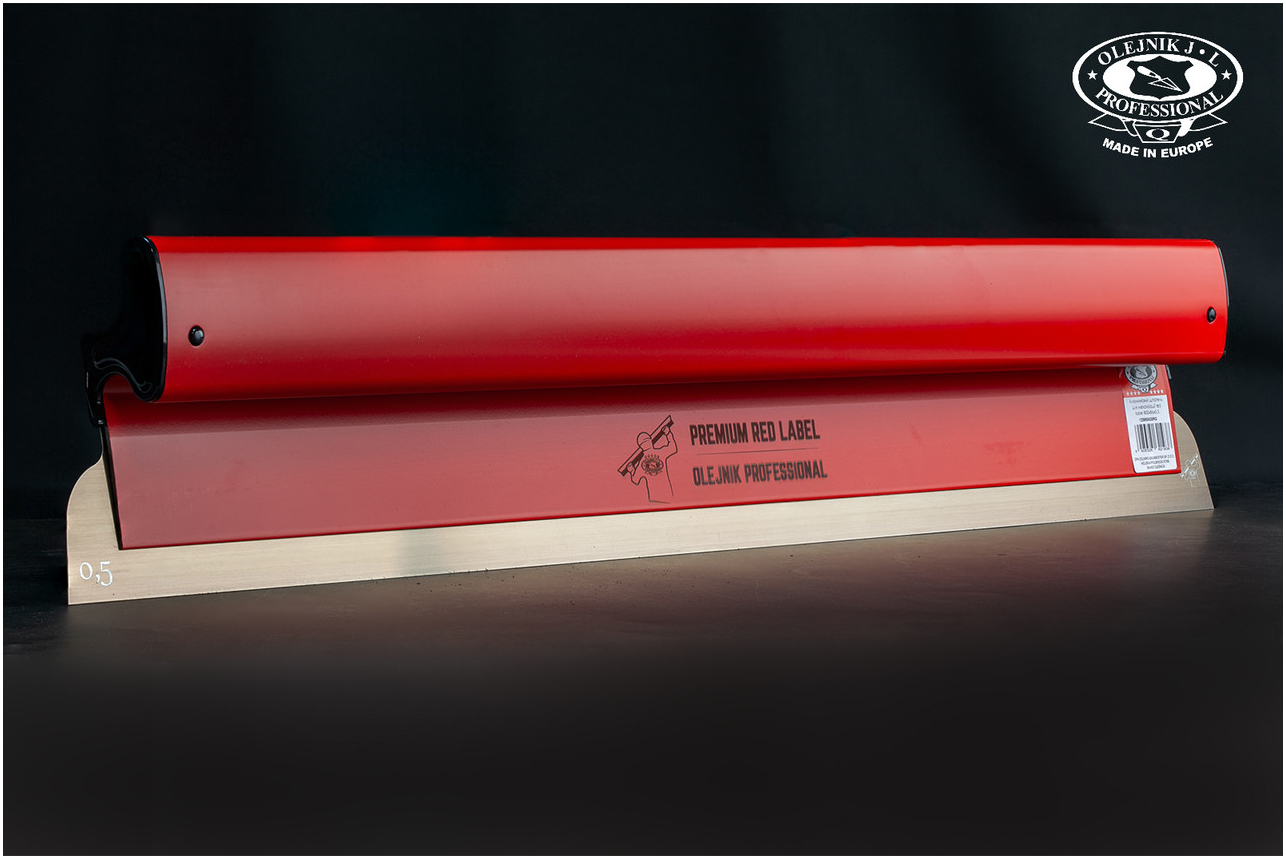Шпатель Olejnik RED LABEL 800 мм для машинного нанесения с нержавеющим лезвием 0,5 мм и эргономичной ручкой