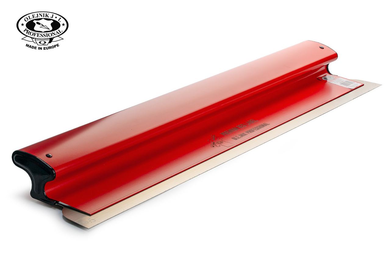 Шпатель Olejnik RED LABEL 800 мм для машинного нанесения с нержавеющим лезвием 0,5 мм и эргономичной ручкой