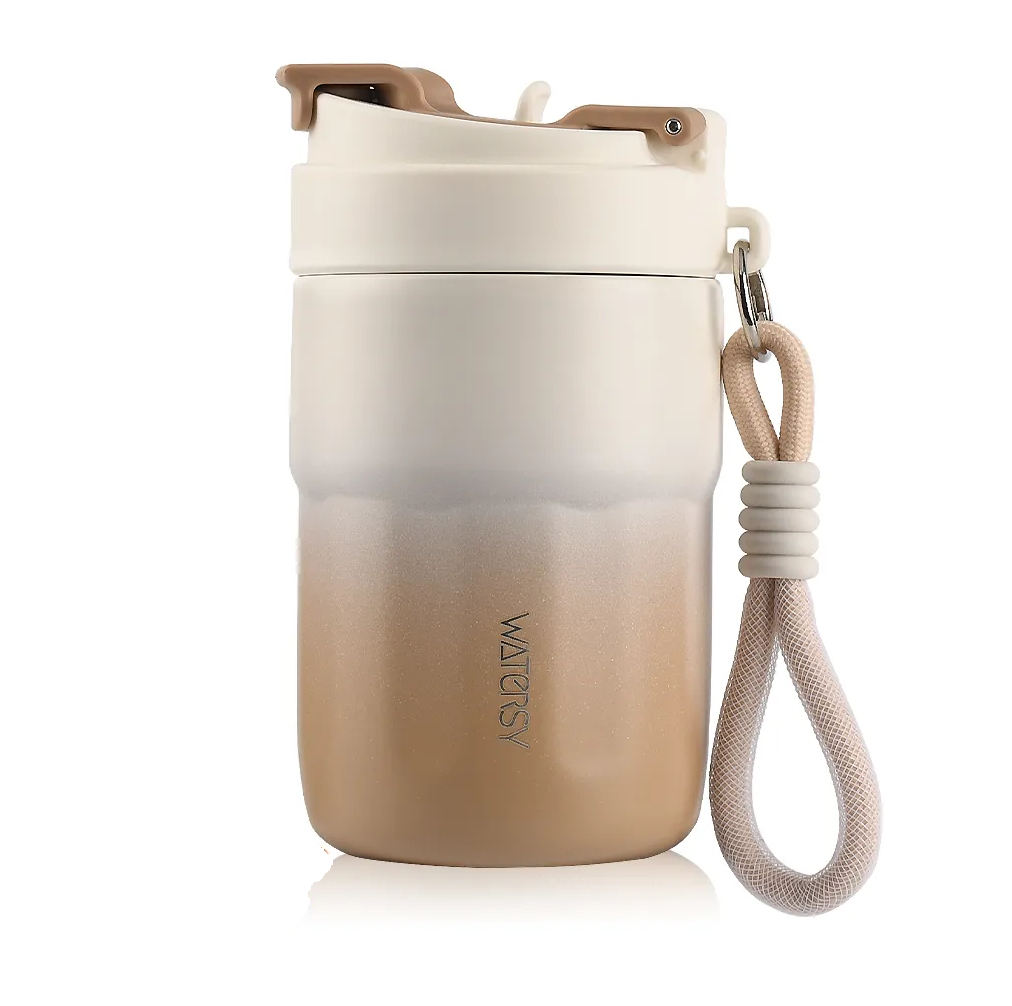 Термочашка WATERSY 400 мл для гарячих і холодних напоїв з вакуумною ізоляцією та металевою трубочкою