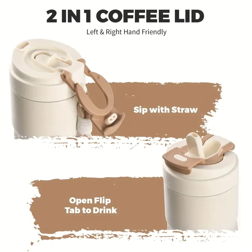 Термочашка WATERSY 400 мл для гарячих і холодних напоїв з вакуумною ізоляцією та металевою трубочкою