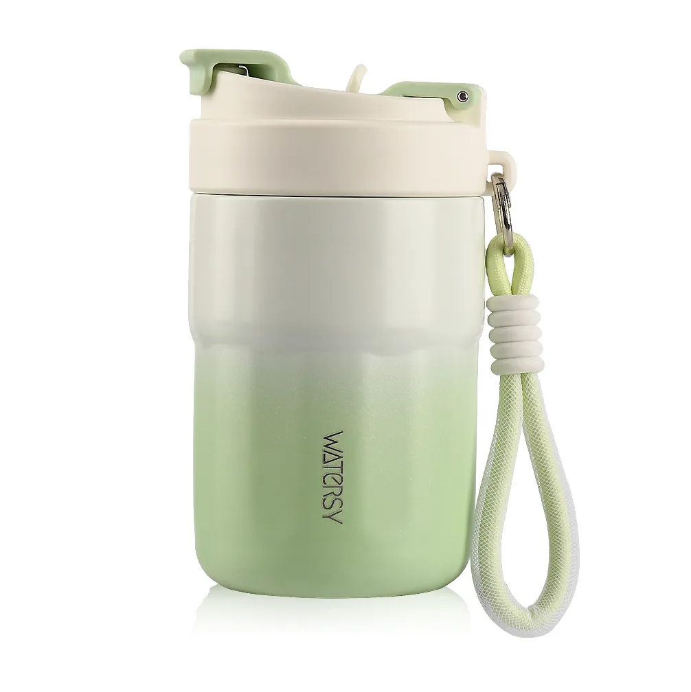 Термокружка WATERSY 400 мл з подвійною вакуумною ізоляцією для гарячих і холодних напоїв, зелена