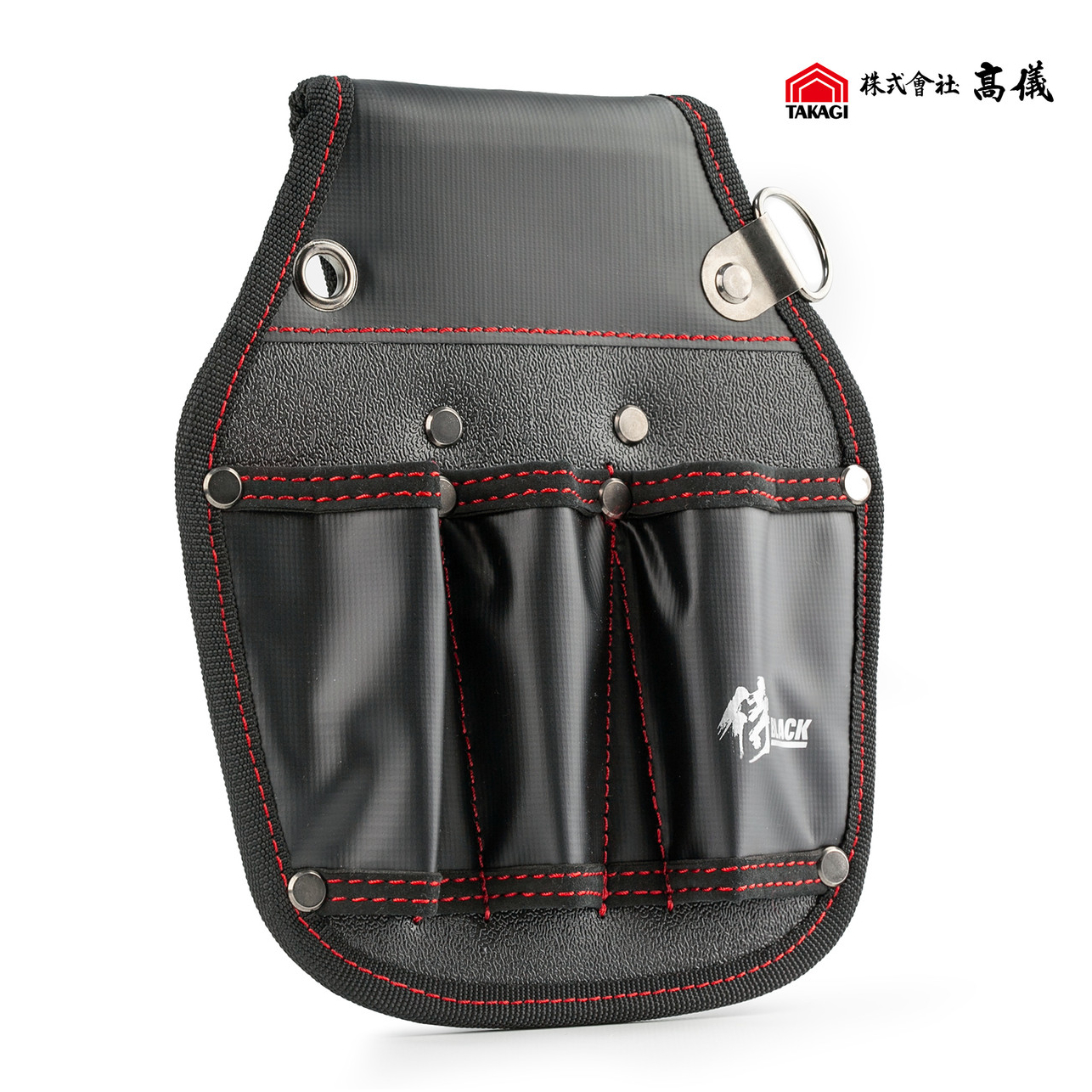 Чехол на пояс для инструмента Takagi Samurai Black SRBT-3 с 3 карманами для мастеров, прочный и водонепроницаемый