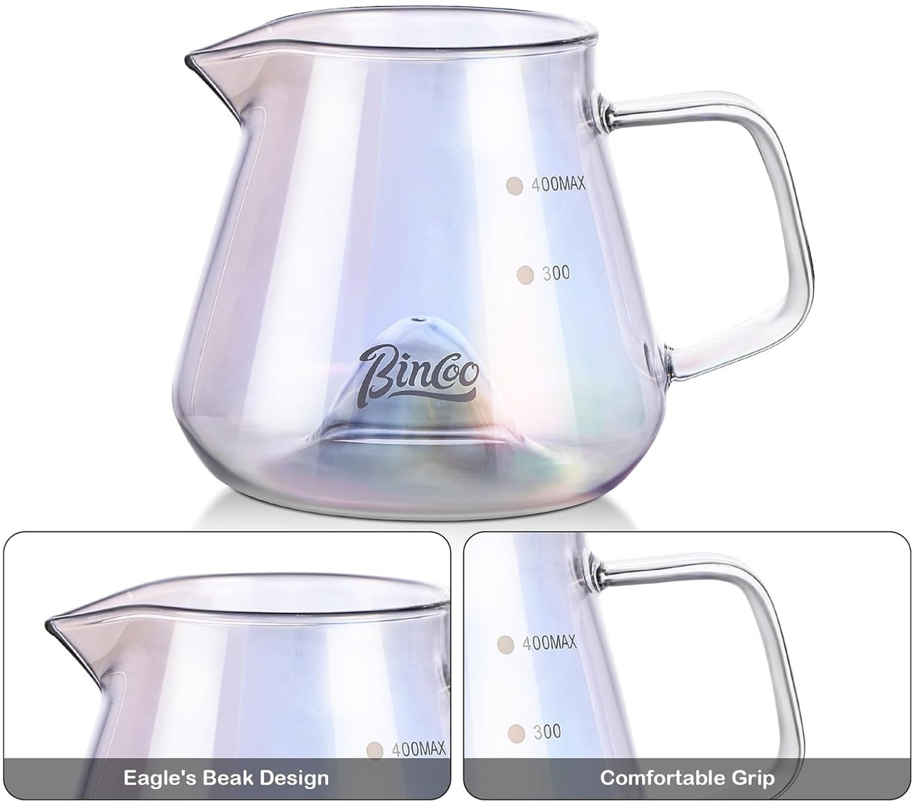 Скляний сервер для фільтр-кави Bincoo, 500 мл, для пуровера та ручного заварювання