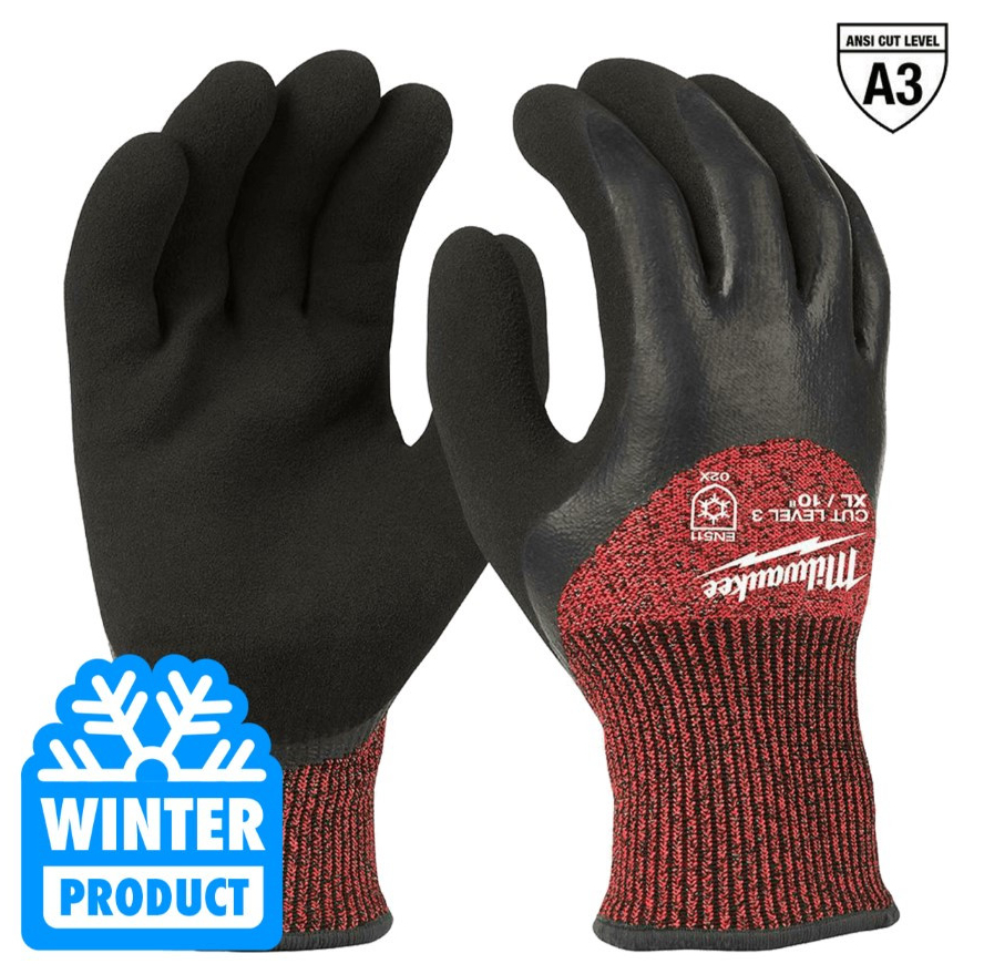 Зимние перчатки для работы с защитой от порезов 3, размер L/9, надежный хват и утеплитель Milwaukee