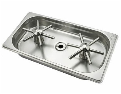 Ринзер VD для мытья кофейной посуды, врезной, 2 краника, нержавеющая сталь, размеры 330×176×45 мм