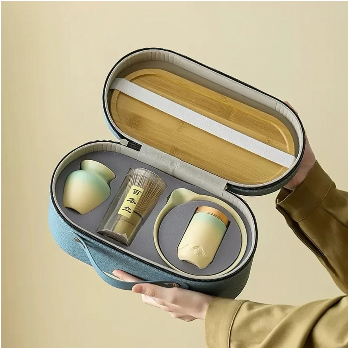 Набір для чаю матча Matcha Case Kit в кейсі, керамічна чаша 550 мл, 8 аксесуарів для чайної церемонії